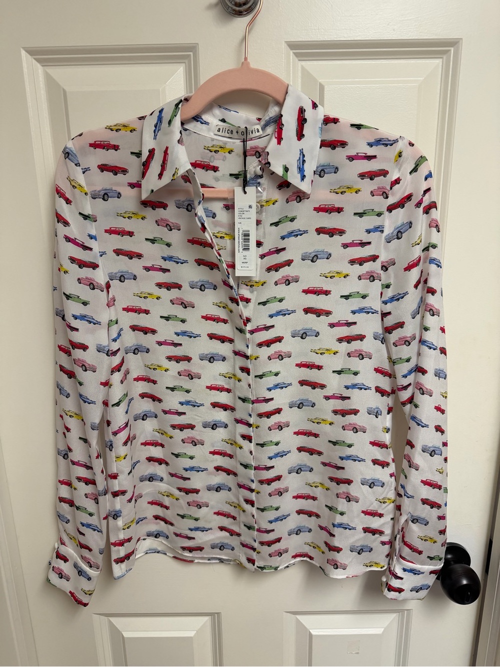 Alice + Olivia Willa Blouse Vintage Car Print Size XS - Picture 5 of 7